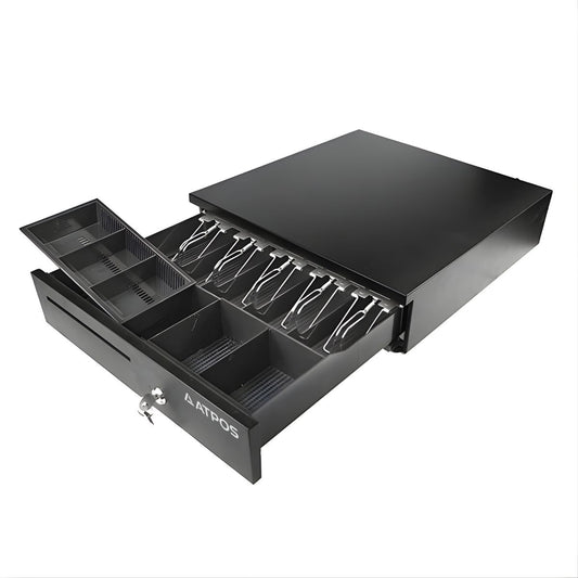 ATPOS AT-405CB Cash Drawer | 5 Note 5 Coin POS Cash Box | RJ11/RJ12 | Heavy Duty Metal Cash Drawer