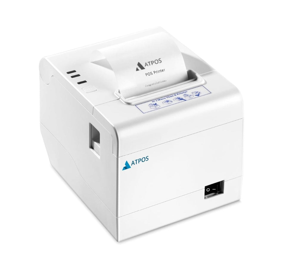Atpos AT-402 80mm Bluetooth + USB Thermal Receipt Printer | 260mm/s POS Printer with Auto Cutter & Cash Drawer Support | POSMEA India