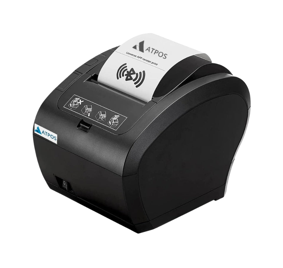 Atpos AT-406 80mm Thermal Receipt Printer | USB + LAN + Serial + Bluetooth POS Printer | 260mm/s Heavy-Duty Auto Cutter | POSMEA India