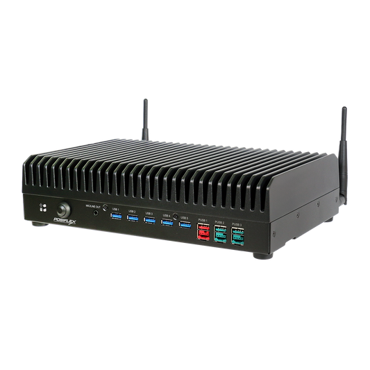Industrial computer chassis with multiple ports on a white background - POSIFLEX TX-7000 Series POS Box | Enterprise Fanless POS System for Retail, Restaurant & Kiosk Applications