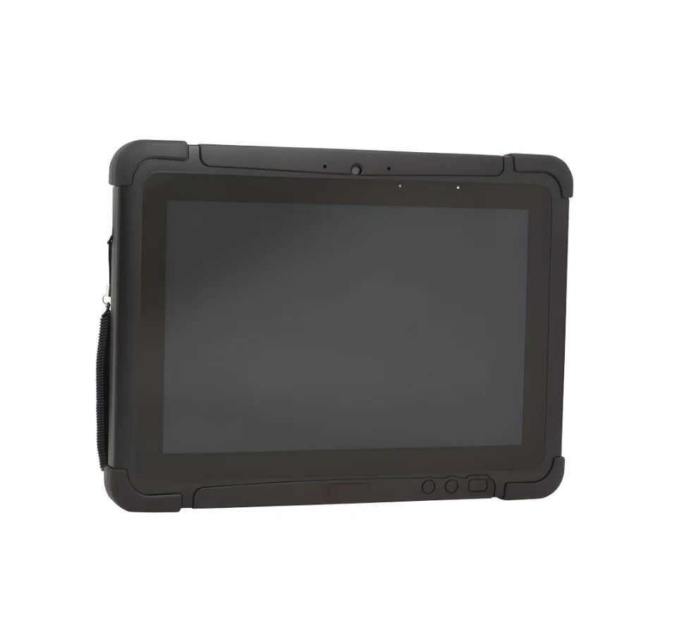 Black tablet with protective case on a white background - Honeywell RT10 Rugged Tablet India | 10.1” Industrial Tablet with 2D Scanner | POSMEA