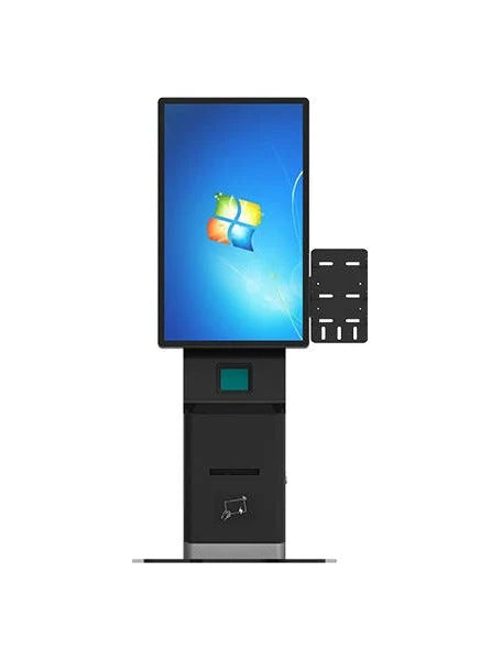 Digital kiosk with a touchscreen display on a white background - SRK K1008 Self Service Kiosk | 21.5” Windows Floor Mount Touchscreen Kiosk for Retail & Hospitality