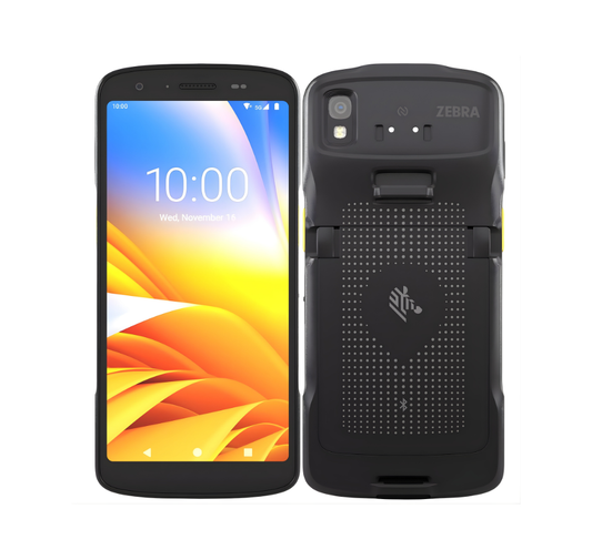 Smartphone with Zebra case on a white background - Zebra TC27 Mobile Computer – Rugged Android Device with 5G, Wi-Fi 6E, SE4710 Scanner, 6" Display, 16MP Camera
