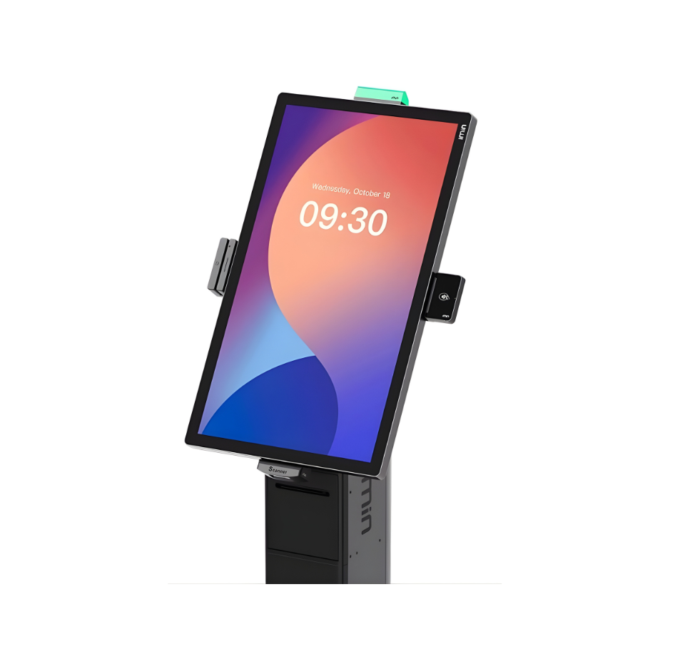 Digital display with a colorful screen showing the time on a white background 32” Smart Retail Billing System for Businesses in India – POSMEA